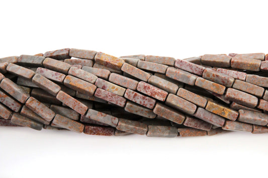 16 inch 4X13mm Fossil Jasper Plain Square Tube Beads