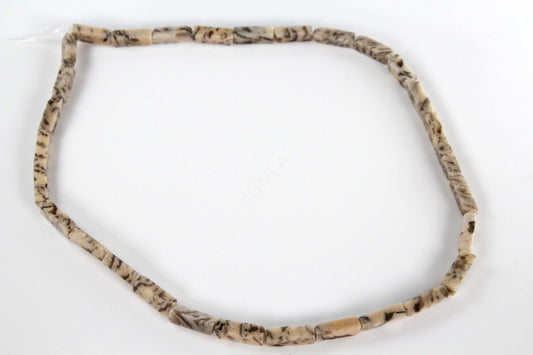 16 inch 4X13mm Feldspar Graphic Plain Square Tube Beads