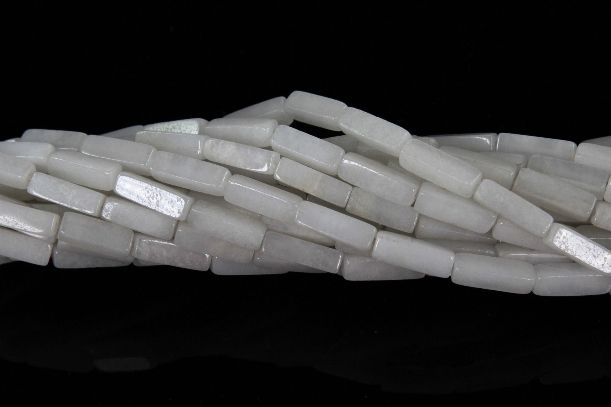 16 inch 4X13mm Snow Quartz Plain Square Tube Beads