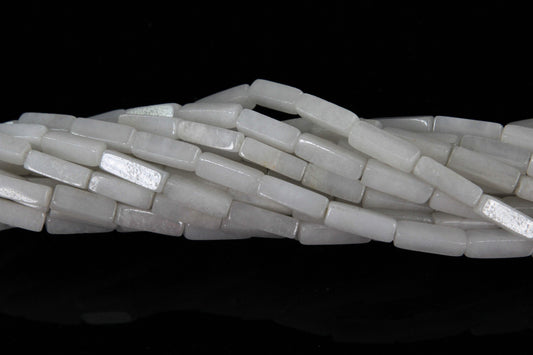 16 inch 4X13mm Snow Quartz Plain Square Tube Beads
