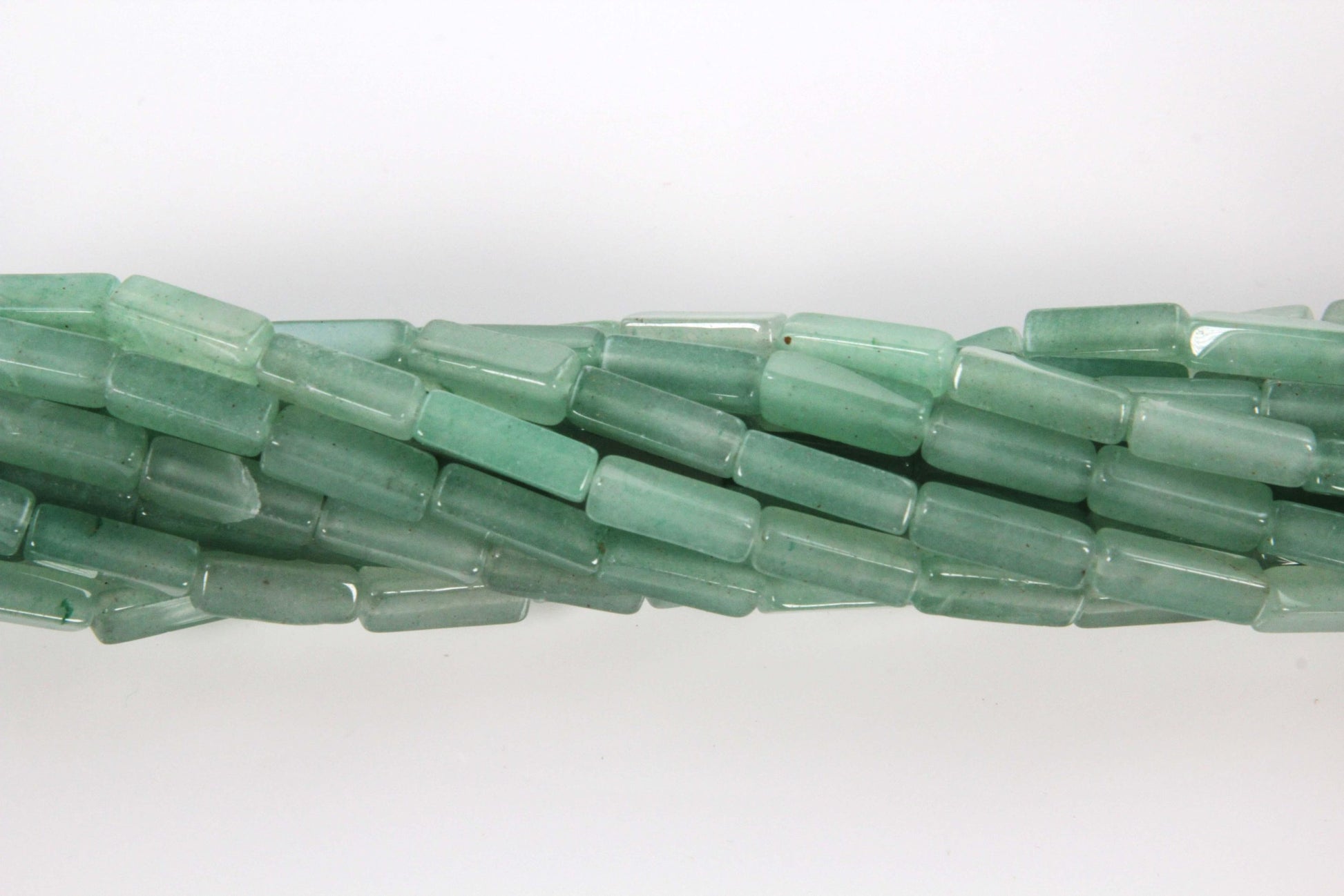 16 inch 4X13mm Green Aventurine Plain Square Tube Beads