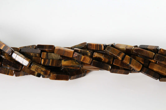 16 inch 4X13mm Brown Tiger Eye Plain Square Tube Beads