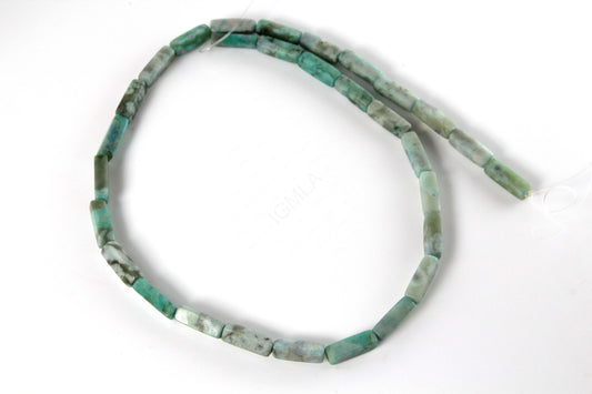 16 inch 4X13mm Dyed Green Turquoise Jasper Plain Square Tube Beads