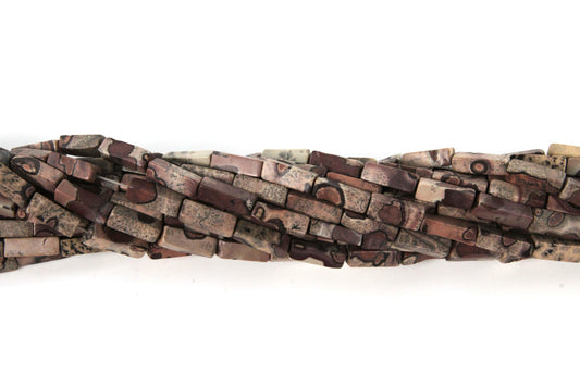 16 inch 4X13mm Red Artistic Jasper Plain Square Tube Beads