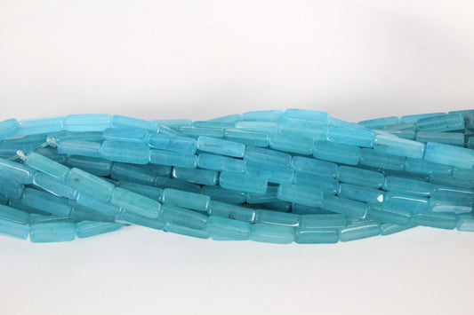 16 inch 4X13mm Dyed Amazonite Quartz Plain Square Tube Beads