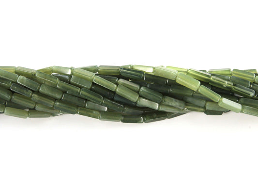 16 inch 4X13mm Olive Serpentine Plain Square Tube Beads