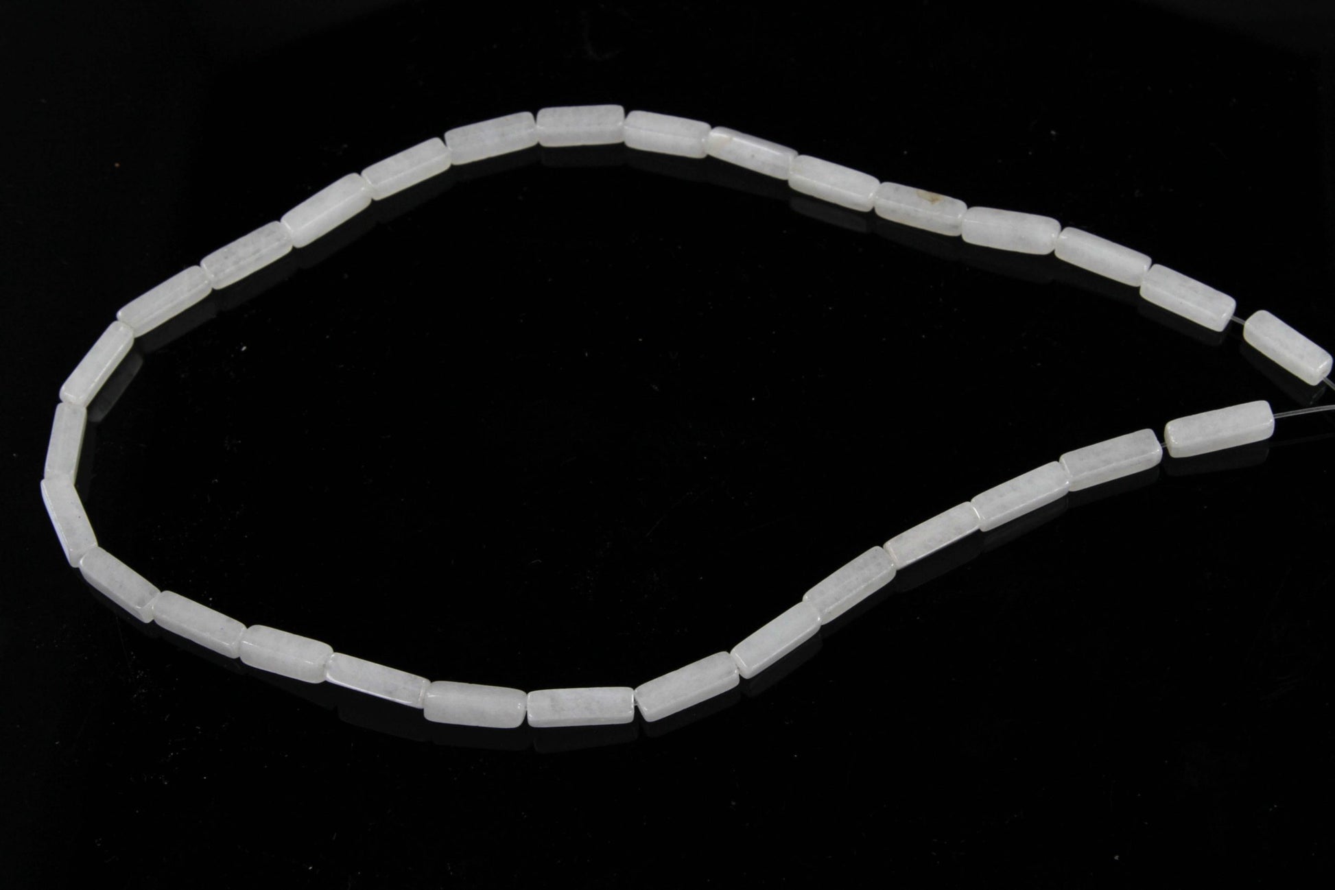 16 inch 4X13mm White Serpentine Plain Square Tube Beads