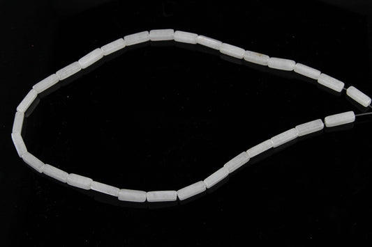 16 inch 4X13mm White Serpentine Plain Square Tube Beads