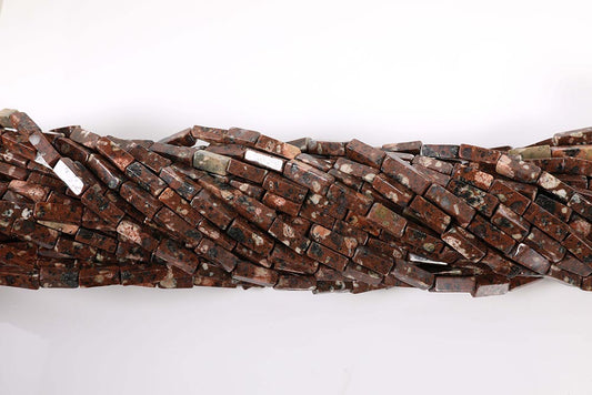 16 inch 4X13mm Mica Jasper Plain Square Tube Beads