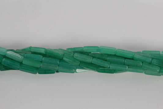 16 inch 4X13mm Emerald Kiwi Quartz Glass Plain Square Tube Beads