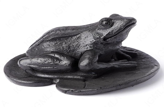 Shungite Frog on the Leaf Carving