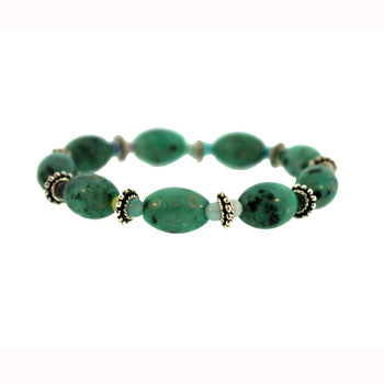 10 X 14mm Dyed Green Quartz Glass Melon Bracelets