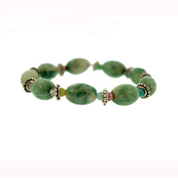 10 X 14mm Dyed Green Jasper Melon Bracelets