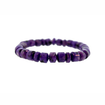 8mm Dyed Purple Quartz Glass Drum Bracelets