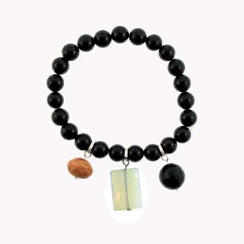 8mm Synthetic Black Agate Round Bracelets