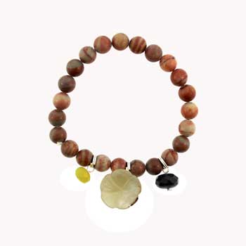 8mm Fossilized Agate Round Bracelets