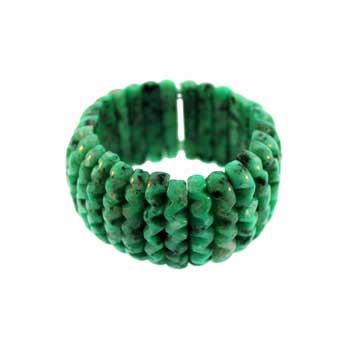 Dyed Green Quartz Glass Wavy Bracelets