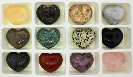 45mm Assorted Stones Natural Puffy Heart Gift Item