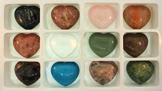 45mm Assorted Stones Natural & Synthetic Puffy Heart Gift Item