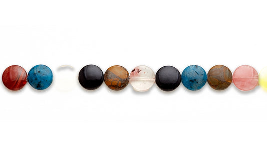 15-16 inch 15mm Multi Stone Coin Plain Beads