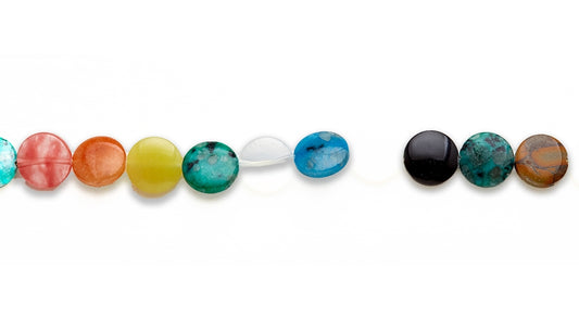 15-16 inch 14mm Multi Stone Coin Plain Beads