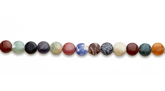 15-16 inch 12mm Multi Stone Coin Plain Beads