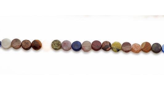 15-16 inch 8mm Multi Stone Coin Plain Beads