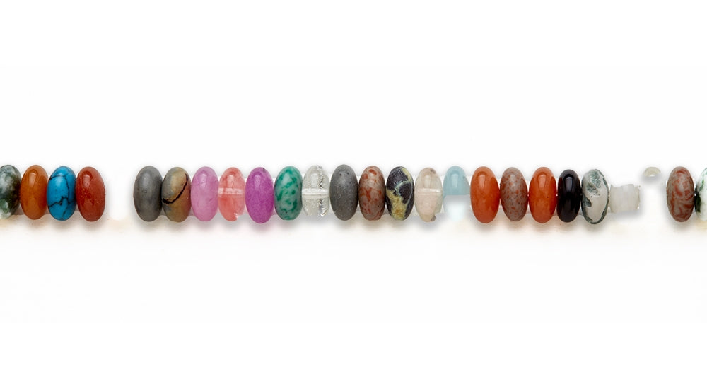 15-16 inch 10mm Multi Stone Rondell Plain Beads