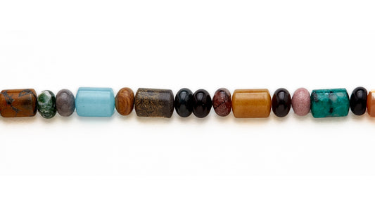 15-16 inch 10m/10x14mm Multi Stone Rondell/Capsule Plain Beads