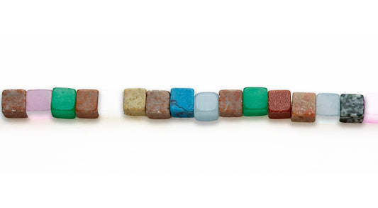 15-16 inch 8mm Multi Stone Cube Plain Beads