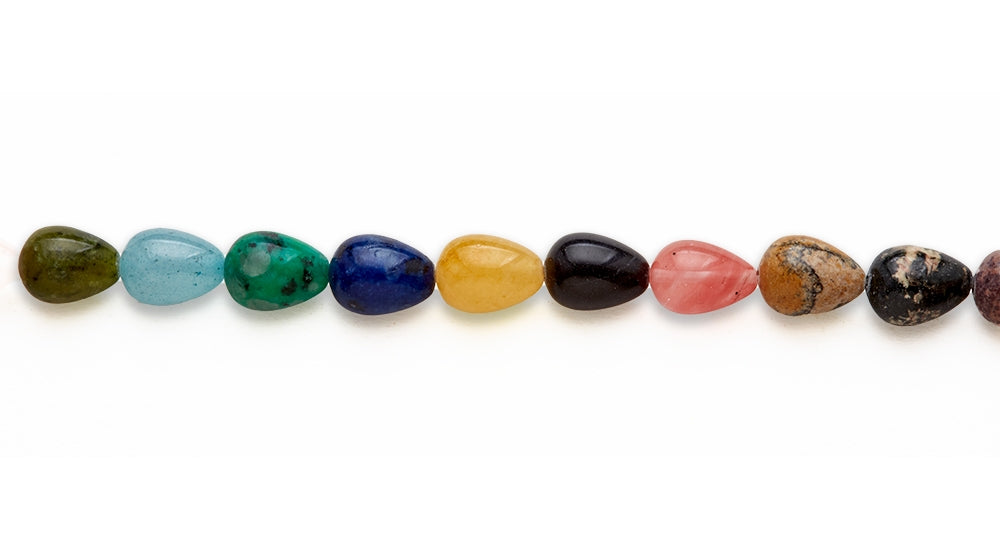 15-16 inch 10X13mm Multi Stone Drop Plain Beads