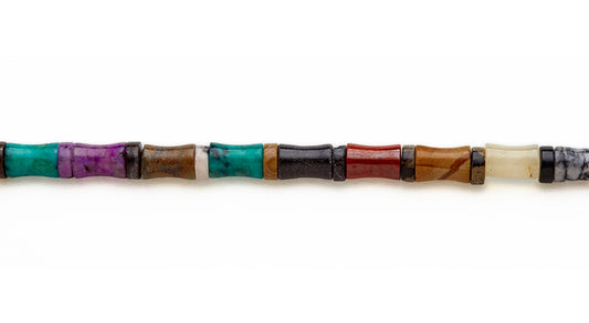 15-16 inch 8X10mm Multi Stone Bamboo Plain Beads