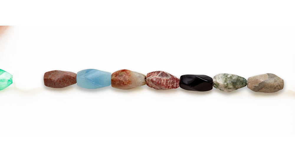 15-16 inch 8X16mm Multi Stone Twist Plain Beads