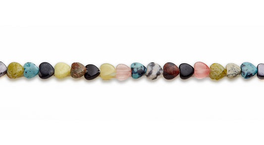 15-16 inch 8mm Multi Stone Heart Plain Beads