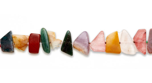 15-16 inch Mix Multi Stone Flat Nugget Plain Beads