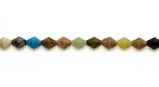 15-16 inch 12mm Multi Stone Double Cone Plain Beads