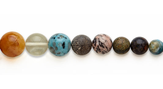 15-16 inch 4-20mm Multi Stone Graduated Round Plain Beads