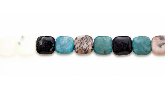 15-16 inch 15mm Multi Stone Square Plain Beads
