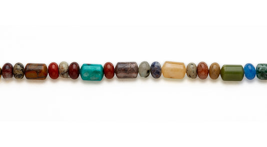 15-16 inch 8X12mm Multi Stone Capsule W/8Mm Rondell Bd Plain Beads