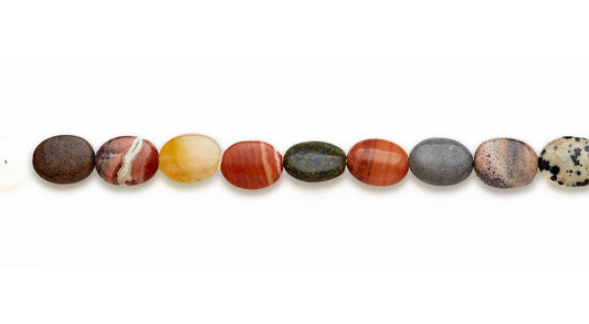 15-16 inch 10X13mm Multi Stone Oval Plain Beads