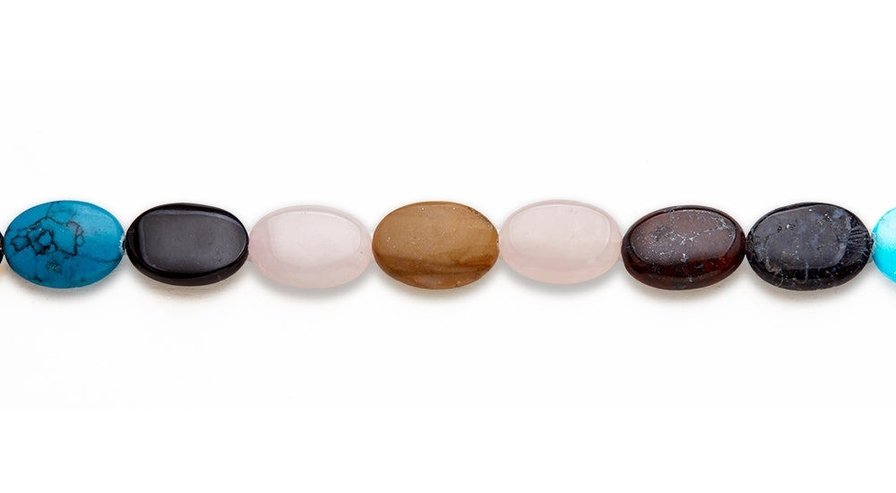 15-16 inch 13X18mm Multi Stone Oval Plain Beads