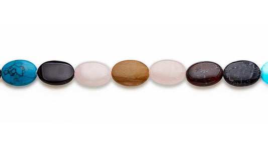 15-16 inch 13X18mm Multi Stone Oval Plain Beads