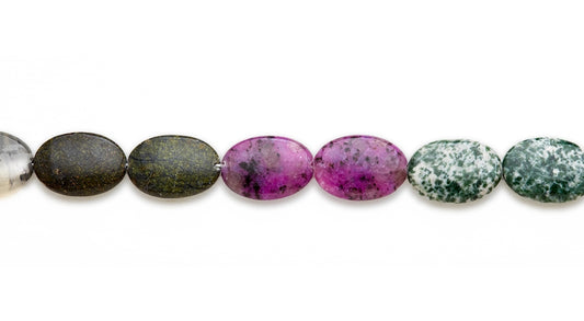 15-16 inch 18X25mm Multi Stone Oval Plain Beads