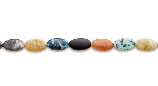 15-16 inch 12X22mm Multi Stone Oval Plain Beads