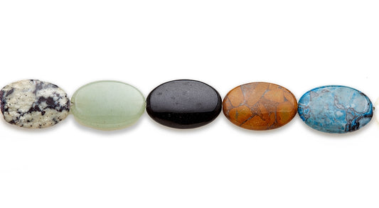 15-16 inch 20X30mm Multi Stone Oval Plain Beads