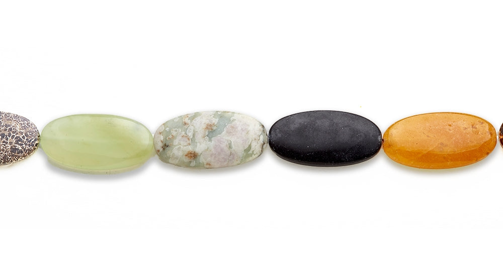 15-16 inch 20X40mm Multi Stone Oval Plain Beads