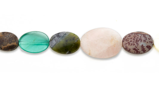 15-16 inch 15X20-30X40mm Multi Stone Oval Twist Graduated Plain Beads