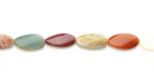 15-16 inch 15X30mm Multi Stone Oval Twist Plain Beads