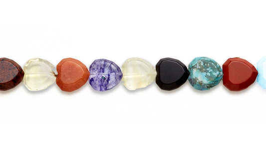 15-16 inch 20mm Multi Stone Heart Faceted Beads