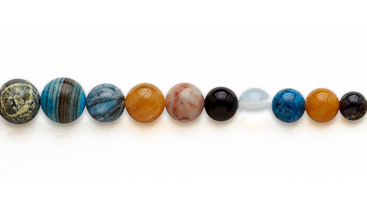 24 inch 6-16mm Multi Stone Round Graduated Plain Beads